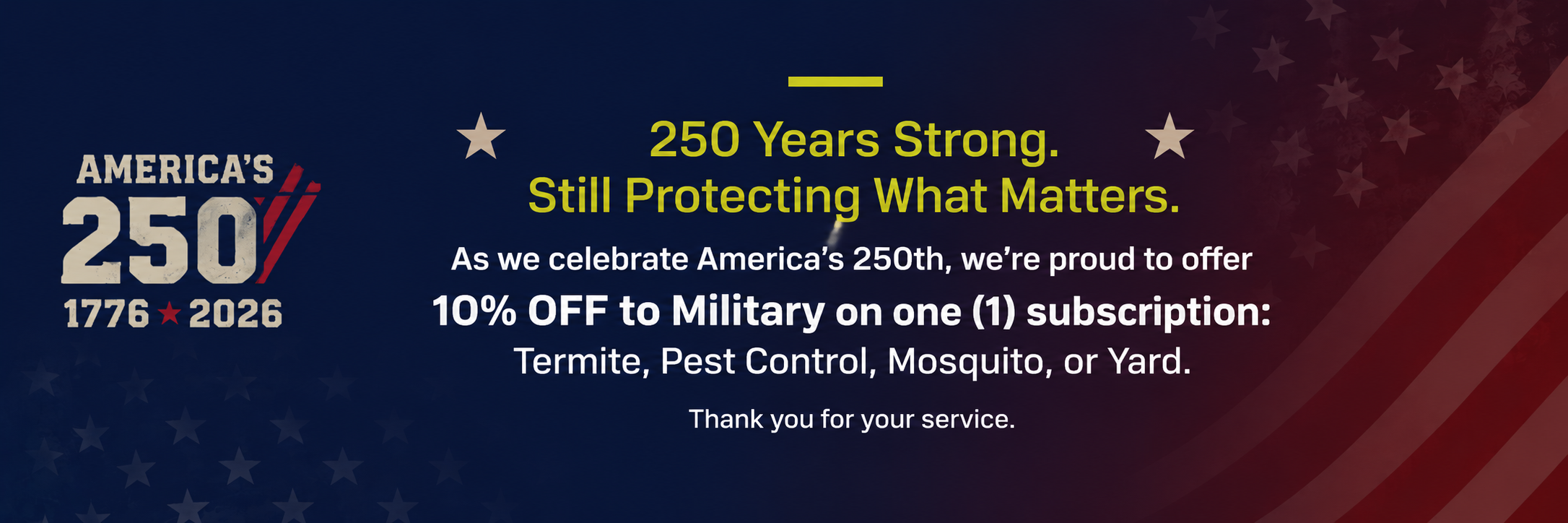 America's 250 - 10% Military Discount